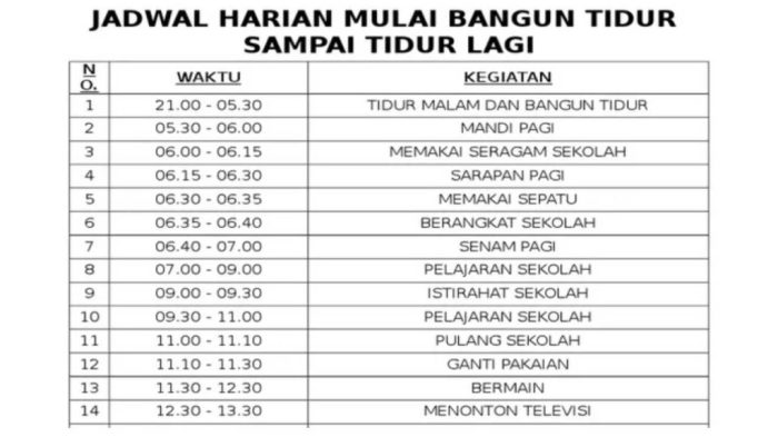 7 Contoh Jadwal Kegiatan Sehari hari yang Kreatif dan Menarik